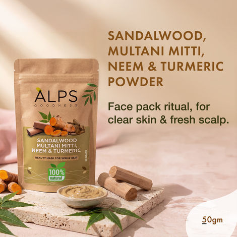 Buy Alps Goodness Sandalwood,Multani Mitti,Neem & Turmeric Powder (50 gm)-Purplle