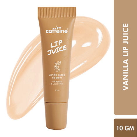 Buy mCaffeine Lip Juice Vanilla Cocoa Lip Balm | 24 hrs Moisturization | Sweet Vanilla Flavor | With Peptides, 10 gm-Purplle