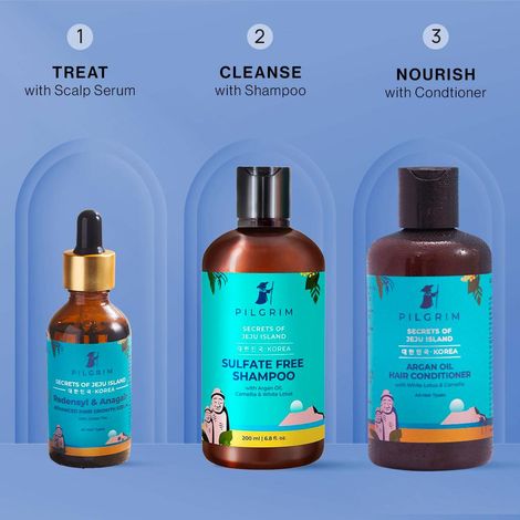 Buy Pilgrim Shine & Revive Hair care kit 3 (Sulfate Free Shampoo (200 ml) + Argan Oil Hair Conditioner (200ml) + Advanced Hair Growth Serum(50 ml)) - Combo of 3-Purplle