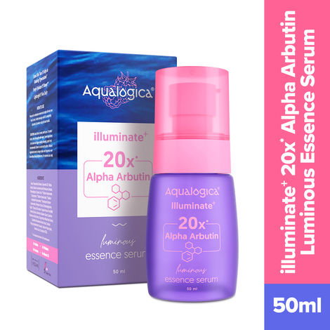 Buy Aqualogica lluminate+ 20x* Alpha Arbutin Luminous Essence Serum - 50ml Power of 20x* Alpha Arbutin | Fights Pigmentation & Uneven Skin Tone | Hydrates & Plumps Skin-Purplle
