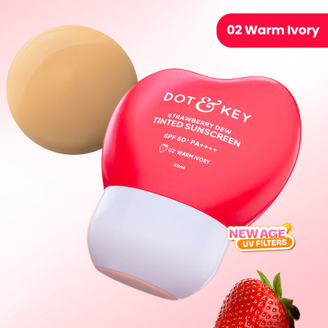 Buy Dot & Key Strawberry Dew Tinted Sunscreen SPF 50++++ 02 Warm Ivory In Vivo Tested Sunscreen for Daily Wear, Brightens & Protects Skin - 50 ml-Purplle