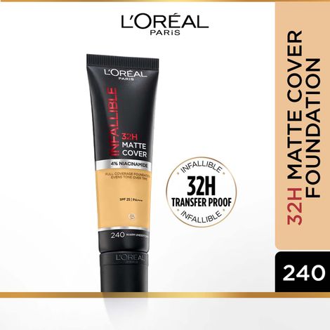 Buy L'Oreal Paris Infallible 32H Matte Cover Liquid Foundation, 240 Warm Undertone 30 ml-Purplle