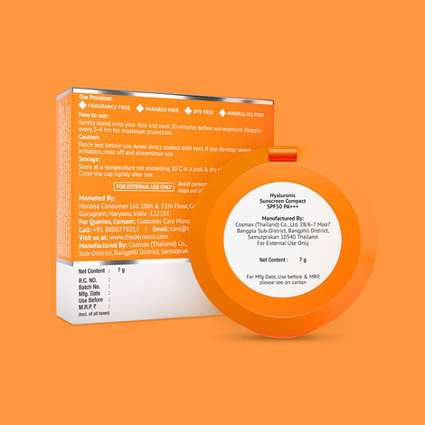 The Derma Co.Hyaluronic Sunscreen Compact SPF 50 PA+++ with Hyaluronic ...