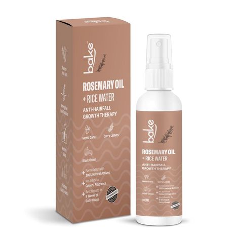 Buy BAKE Rosemary Oil Hair Growth Serum Spray with Rice Water & Methi Dana | For Hair Fall, Hair Regrowth & Keratin Treated | Strengthen Hair Follicles 100ml-Purplle