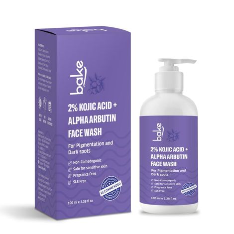 Buy BAKE 2% Kojic Acid Face Wash with Alpha Arbutin for Pigmentation, Dark Spots & Tan Removal 100ml-Purplle