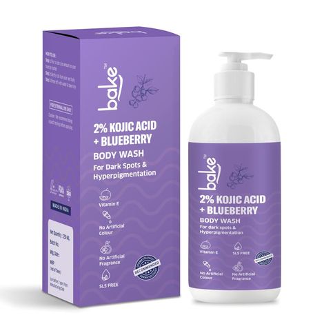Buy BAKE 2% Kojic Acid Body Wash for Pigmentation, Dark Spots & Tan Removal with Glycolic Acid & Alpha Arbutin 250ml-Purplle