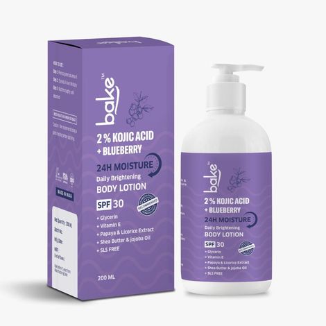 Buy BAKE 2% Kojic Acid Body Lotion with Niacinamide & SPF 30 PA+++ for Pigmentation, Dark Spots & Tan Removal 200ml-Purplle