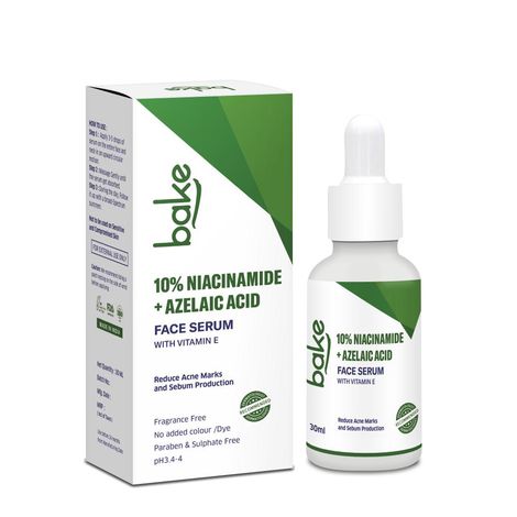 Buy BAKE 10% Niacinamide + Azelaic Acid Face Serum for Acne Marks, Dark Spots & Open Pores | Reduces Active Acne, Blemishes 30ml-Purplle