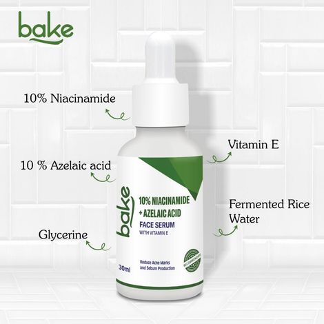BAKE 10% Niacinamide + Azelaic Acid Face Serum for Acne Marks, Dark ...