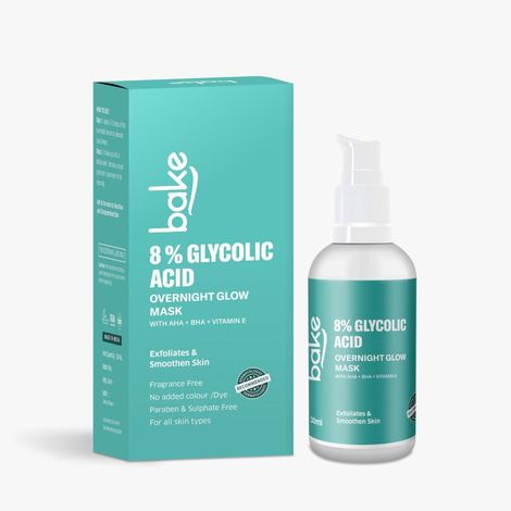 Buy BAKE 8% Glycolic Acid Overnight Peeling Serum with Lactic Acid | Improve Uneven Skin Tone, Pigmentation Solution, Unclogs Pores, Reduces Blackheads 30ml-Purplle