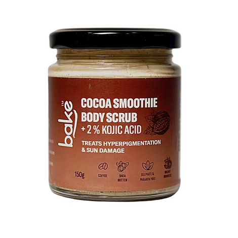 Buy BAKE 2% Kojic Acid Coffee Smoothie Body Scrub For Pigmentation & Strawberry Skin | Tan Removal, Skin Exfoliation & Whitening 150 gm-Purplle