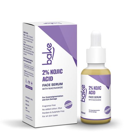 Buy BAKE 2% Kojic Acid Face Serum with Niacinamide & Glycolic Acid for Pigmentation, Dark Spots & Circles, Tan Removal 30ml-Purplle