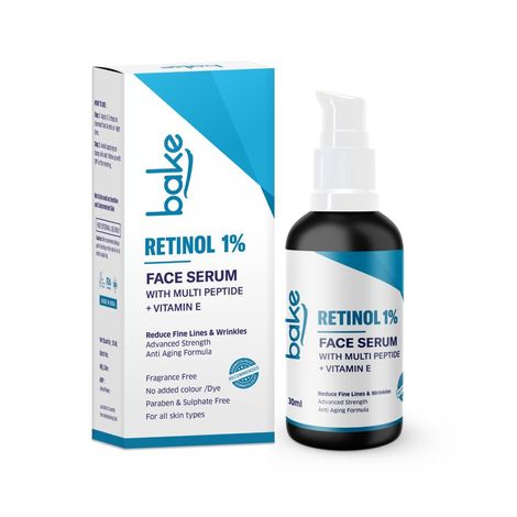 Buy BAKE 1% Retinol Face Serum with Multi Peptides for Anti Aging | Skin Cell Regeneration & Repair | Firms & Lifts the Skin, Reduces Fine Lines & Wrinkles 30ml-Purplle