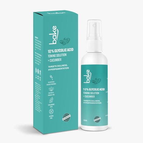 Buy BAKE 10% Glycolic Acid Toner with Hyaluronic Acid for Pigmentation, Tan Removal & Pore Tightening | For Combination skin, Oily, Acne Prone skin 100ml-Purplle