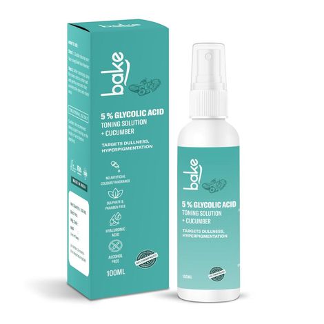 Buy BAKE 5% Glycolic Acid Toner with Hyaluronic Acid for Pigmentation, Tan Removal & Pore Tightening | For Combination skin, Oily, Acne Prone skin 100ml-Purplle
