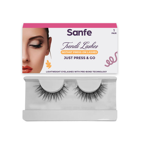 Buy Sanfe Instant Press On Lashes | False Eyelash, Eye Makeup | Long Lasting, Natural Look, No Glue Required | P12, 1 pair-Purplle