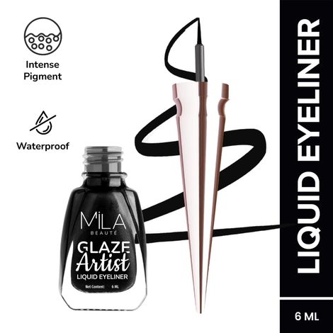 Buy MILA BEAUTE Glaze Artist Liquid Eyeliner Waterproof & Smudgeproof Quick Dry Formula - Infinite Black (6 ml)-Purplle