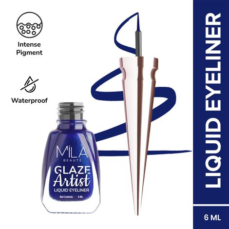 Buy MILA BEAUTE Glaze Artist Liquid Eyeliner Waterproof & Smudgeproof Quick Dry Formula - Infinite Blue (6 ml)-Purplle
