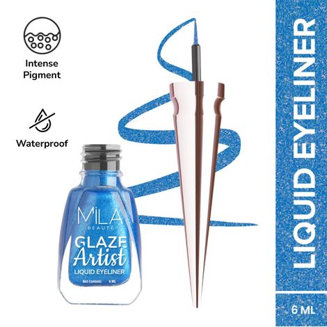 Buy MILA BEAUTE Glaze Artist Liquid Eyeliner Waterproof & Smudgeproof Quick Dry Formula - Magical Blue (6 ml)-Purplle