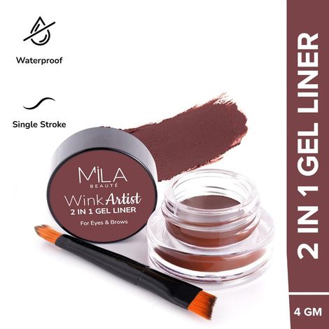 Buy MILA BEAUTE Wink Artist Gel Liner 2in1 With Brush Waterproof Eyeliner Upto 36hrs - Brown (4 gm)-Purplle