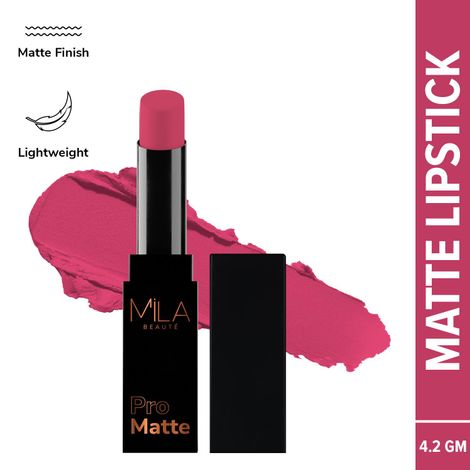 Buy MILA BEAUTE Pro Mattes Lipstick Luxurious Creamy Matte Texture - 18 Saira Banu (4.2 gm)-Purplle