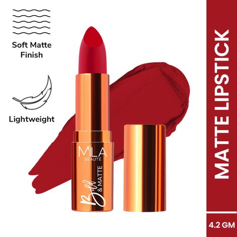 Buy MILA BEAUTE Bold & Matte Lipstick Soft Matte Finish - 2 Scarlet Seduction (4.2 gm)-Purplle