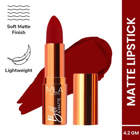 Buy MILA BEAUTE Bold & Matte Lipstick Soft Matte Finish - 3 Fiery Fashion (4.2 gm)-Purplle