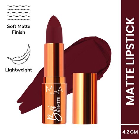 Buy MILA BEAUTE Bold & Matte Lipstick Soft Matte Finish - 7 Bold Bordeaux (4.2 gm)-Purplle