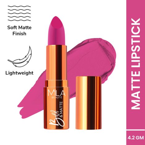 Buy MILA BEAUTE Bold & Matte Lipstick Soft Matte Finish - 13 Pink Malibu (4.2 gm)-Purplle