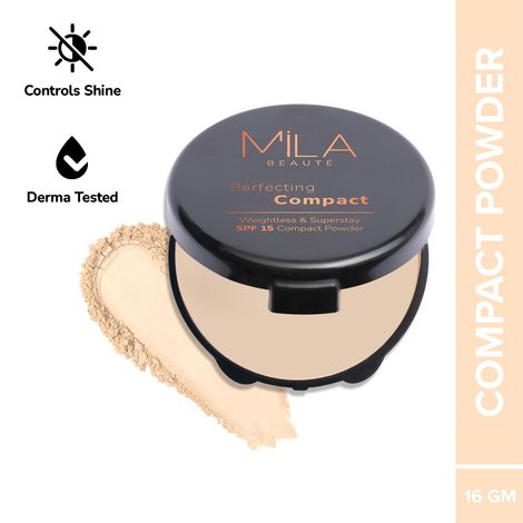Buy MILA BEAUTE Superstay Perfecting Compact Powder SPF15 Lightweight Natural Matte Finish - 102 Ivory (16 gm)-Purplle