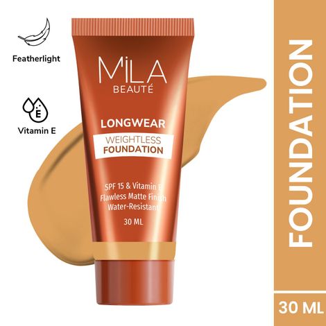 Buy MILA BEAUTE Longwear Weightless Foundation Matte Finish SPF15 - 303 Coffee Toffee (30 ml)-Purplle