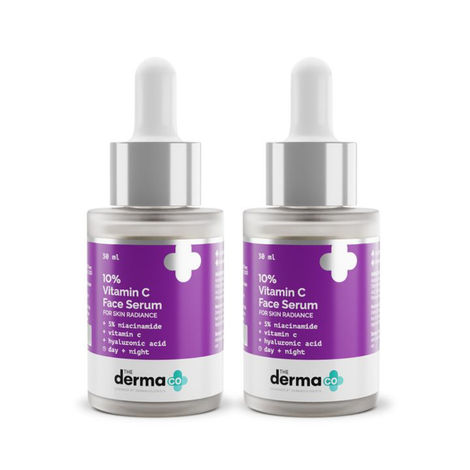 Buy The Derma Co. 10% Vitamin C Face Serum with 5% Niacinamide & Hyaluronic Acid For Skin Radiance - 30ml*2 Pack of 2-Purplle