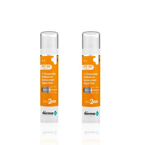 Buy The Derma Co. C-Cinamide Radiance Sunscreen Aqua Gel with SPF 50 & PA++++ For Broad Spectrum Protection - 50g*2 Pack of 2-Purplle