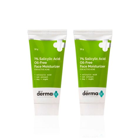 Buy The Derma Co. 1% Salicylic Acid Oil-Free Moisturizer For Face with Oat Extract For Active Acne - 50g*2 Pack of 2-Purplle