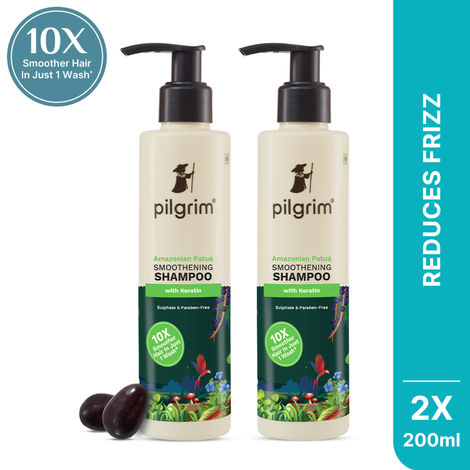 Buy Pilgrim 10X Keratin Patua Smoothening Shampoo for Dry & Frizzy Hair |Sulfate-Free |Pack of 2 (200 ml Each) Haircare Kit-Purplle
