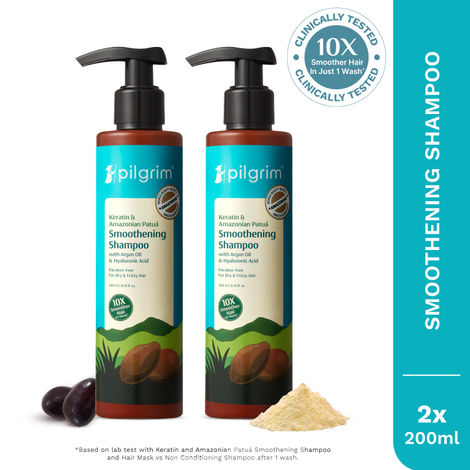 Buy Pilgrim 10X Keratin Patua Smoothening Shampoo for Dry & Frizzy Hair |Sulfate-Free |Pack of 2 (200 ml Each) Haircare Kit-Purplle