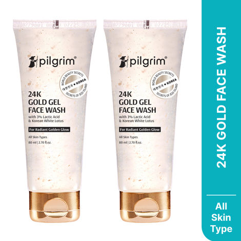 Buy Pilgrim 24K Gold Face Wash- Pack of 2| Radiance Boosting Gel Cleanser | Brightening & Glow Enhancing | Sulfate-Free | For All Skin Types | For Men & Women|160 ml-Purplle