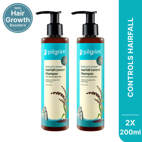 Buy Pilgrim Hairfall Control Shampoo with Redensyl & Anagain -Pack of 2| Reduces Hair Fall|Boosts Growth|Strengthens Hair|Sulfate-Free|400 ml| For Men & Women-Purplle