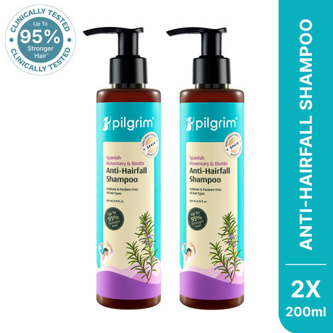 Buy Pilgrim Rosemary & Biotin Anti-Hairfall Shampoo-Pack of 2| Reduces Hair Fall | DHT Blocker | Strengthens Hair Roots| Sulfate-Free | Hair Fall Control|400 ml-Purplle