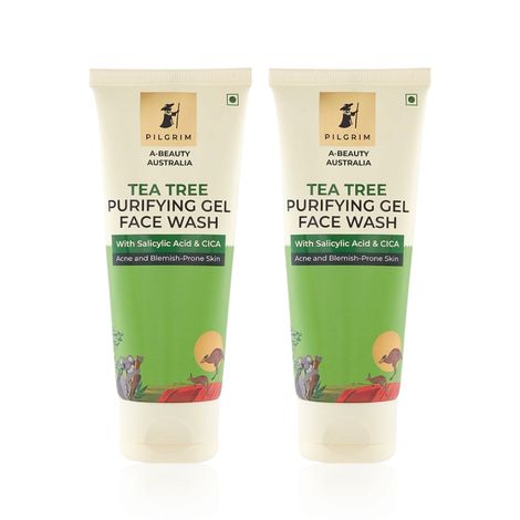Buy Pilgrim Tea Tree Gel Face Wash Pack of 2 (100ml*2)-Purplle