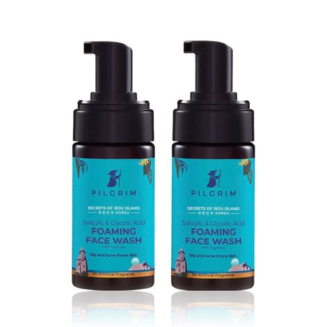 Buy Pilgrim Salicylic & Glycolic Acid Foaming Face Wash Pack of 2 (120ml*2)-Purplle