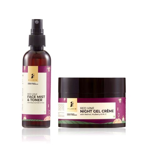 Buy Pilgrim Red Vine Revival Set (Toner 100ml + Night Gel Cream 50 gm)-Purplle