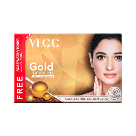 Buy VLCC Gold Facial Kit + FREE Rose Water Toner Worth (300 g + 100 ml)-Purplle