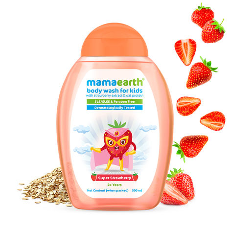 Buy Mamaearth Super Strawberry Body Wash for Kids with Strawberry & Oat Protein – 300 ml-Purplle