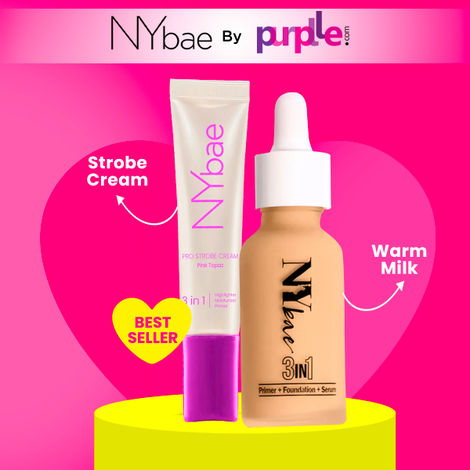 Buy NY Bae Strobe Skin Tint Combo - Fair Skin | Strobe Pink Topaz (12 gm) | Warm Milk Foundation 09 (30 ml)| Skin Tint | Glowy Korean Skin | Fair Skin Tone | Everyday Makeup Kit - Combo of 2-Purplle