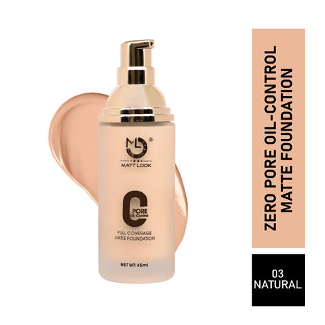 Buy Mattlook Zero Pore Oil Control Full Coverage Matte Foundation, Natural (45 ml)-Purplle