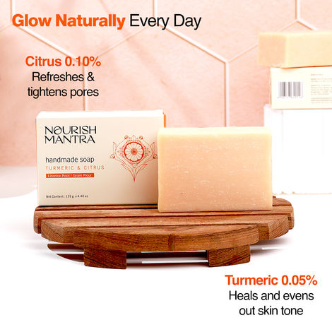 Buy Nourish Mantra Turmeric & Citrus Handmade Bathing Soap for Tan Removal & Improved Skin Tone - 125gm-Purplle
