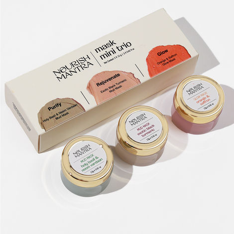 Buy Nourish Mantra Mask Mini Trio Mud Face Mask for Rejuvenated & Glowing Skin - 36gm (12gm Each)-Purplle
