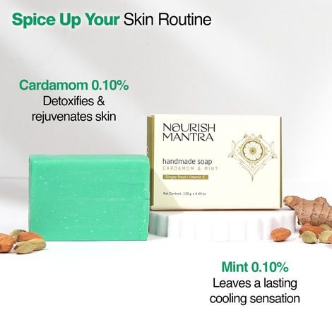 Buy Nourish Mantra Cardamom & Mint Handmade Bathing Bar Soap for Moisturized and Smooth Skin - 125gm-Purplle
