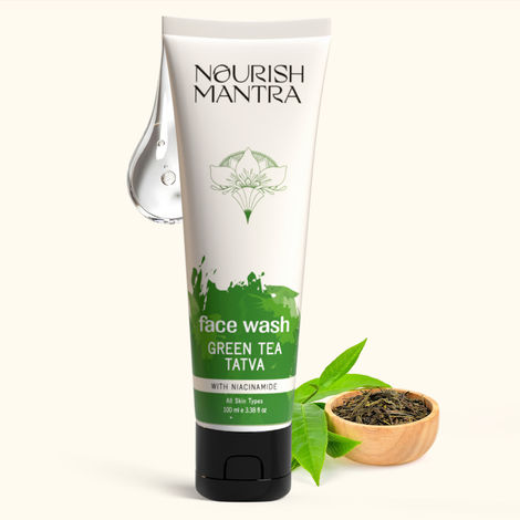 Buy Nourish Mantra Green Tea Tatva Face Wash with Niacinamide to Remove Dead Skin Cells & Build Up - 100 ml-Purplle